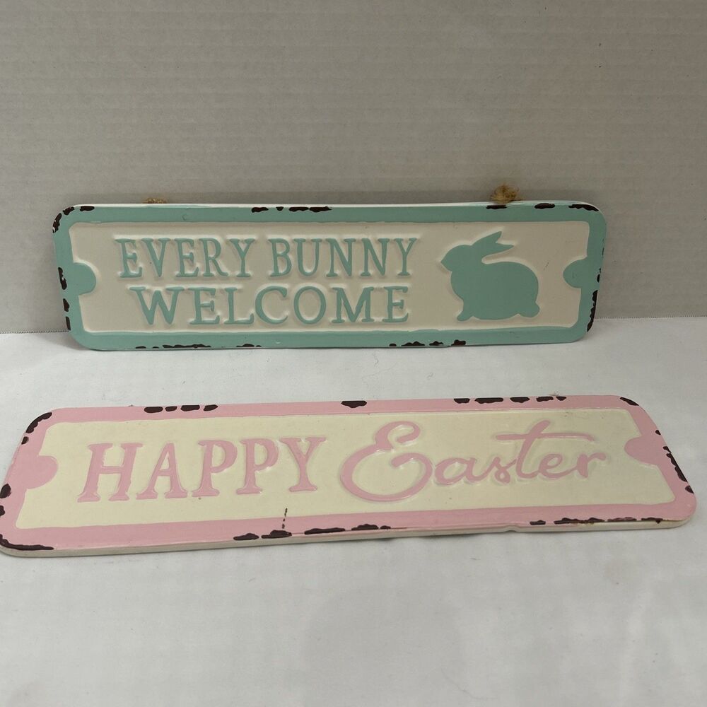Metal Distressed Farmhouse Style Easter Decorative Signs